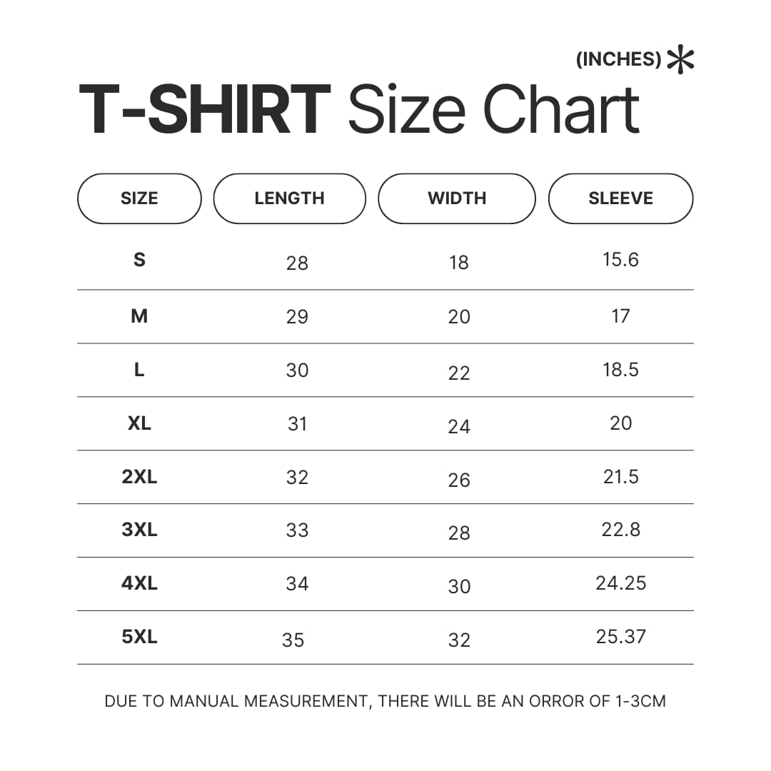 T shirt Size Chart - Matt Rife Store
